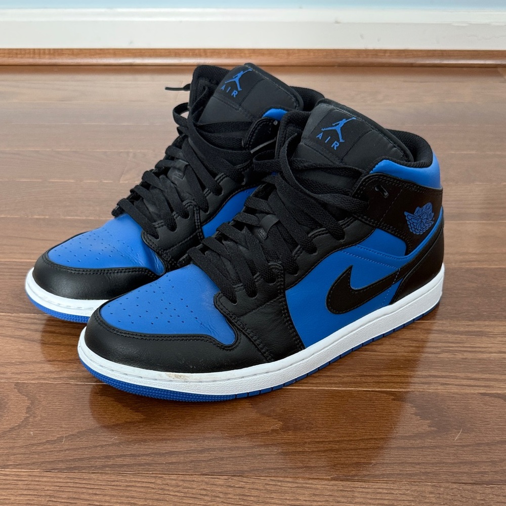 Jordan 1 Men's Royal Blue and Black Sneakers